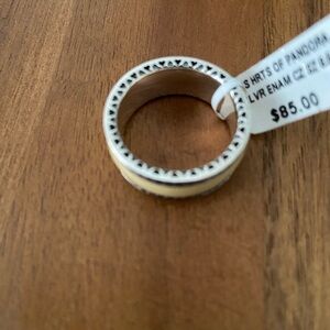 Pandora ring of hearts.Silver enamel, cz size 8 1/2